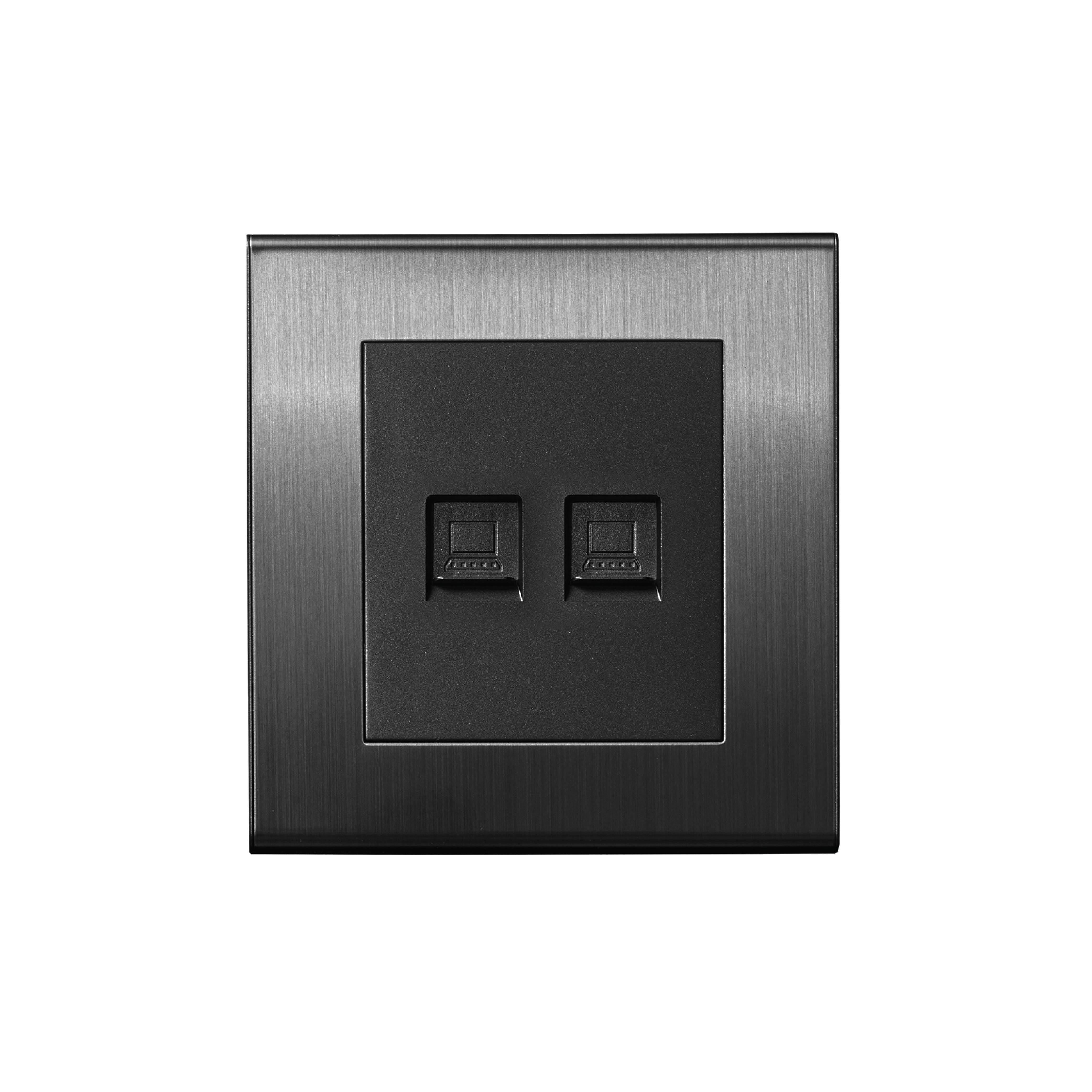 ชุดเต้ารับคอมพิวเตอร์คู่ (LAN/CAT6) ART DNA รุ่นV23 DESIGN SWITCH สี BRUSH GREY_1